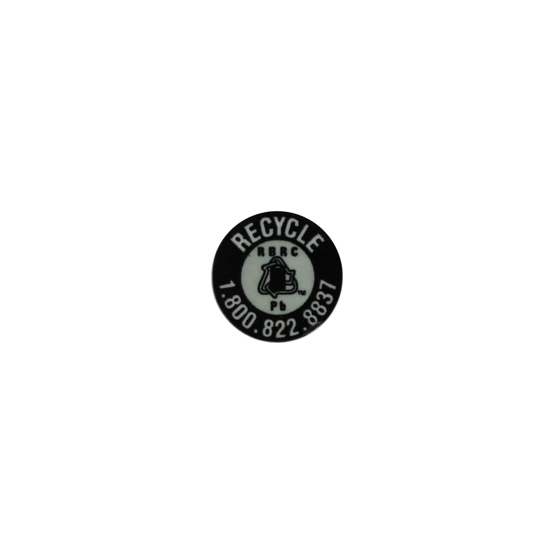 LP11-Medium Circular Lead (Pb) RBRC Recycle Label 1000 per roll