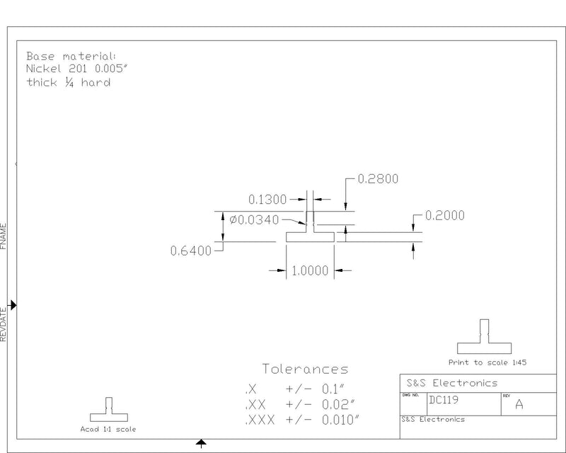 Technical drawing or blueprint with dimensions and tolerances